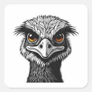 Emu bird head square sticker
