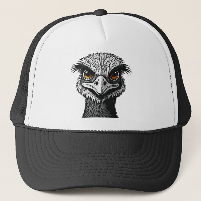 Emu bird head trucker hat (Front)