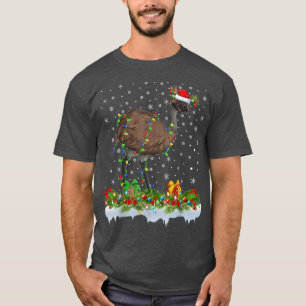 Emu Bird Lover Matching Santa Lighting Emu Christm T-Shirt