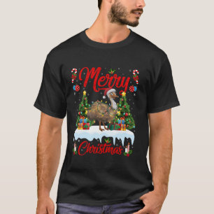 Emu Bird Xmas Tree Lighting Santa Hat Emu Christma T-Shirt