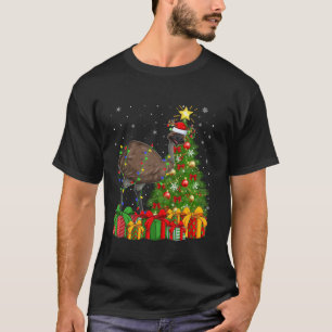 Emu Bird Xmas Tree Lighting Santa Hat Emu Christma T-Shirt