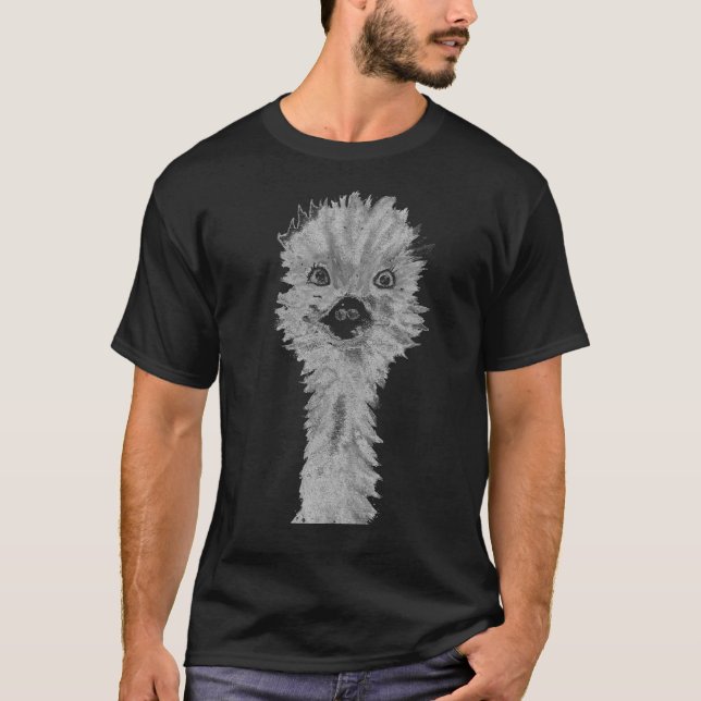 Emu Birds Funny Humour Ostrich Emo Animal Black T-Shirt (Front)