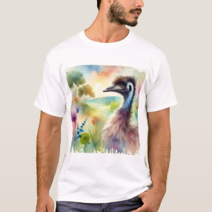 Emu in Light 130924AREF130 - Watercolor T-Shirt