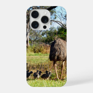 Emu Parents Taking Chicks For Walk, iPhone 15 Pro Case