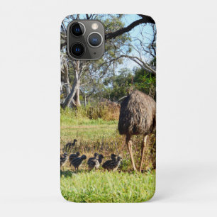 Emu Parents With Chicks, iPhone 11 Pro Case