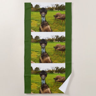 Emu Photobomb, Beach Towel