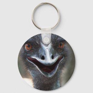 Emu saying HI! Open beak big brown eyes picture Key Ring