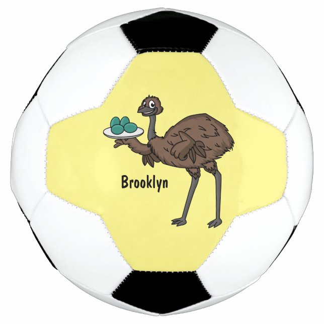 Emu with eggs cartoon illustration football (Front)