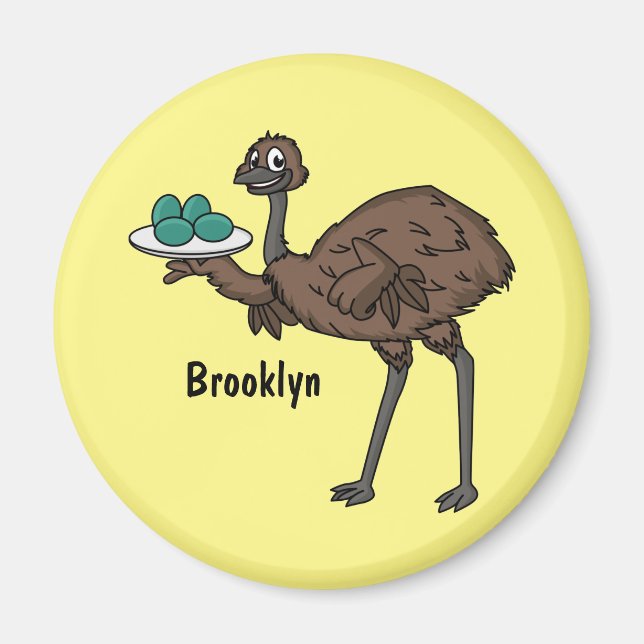 Emu with eggs cartoon illustration  magnet (Front)
