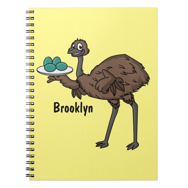 Emu with eggs cartoon illustration notebook (Front)
