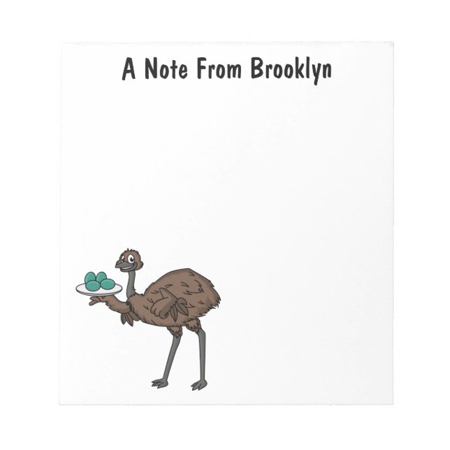 Emu with eggs cartoon illustration notepad (Front)