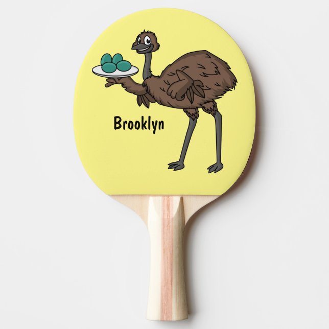 Emu with eggs cartoon illustration ping pong paddle (Front)