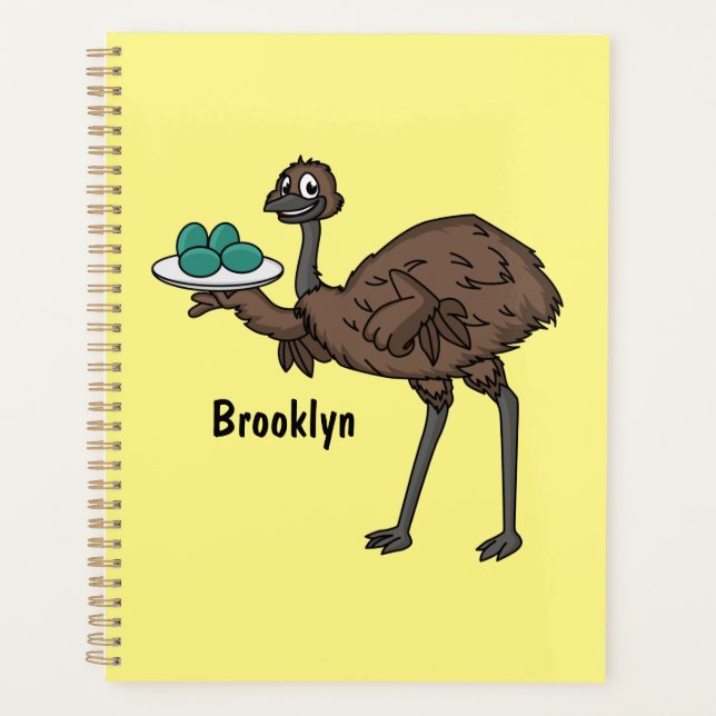 Emu with eggs cartoon illustration planner (Front)