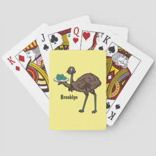 Emu with eggs cartoon illustration playing cards