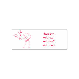 Emu with eggs cartoon illustration self-inking stamp