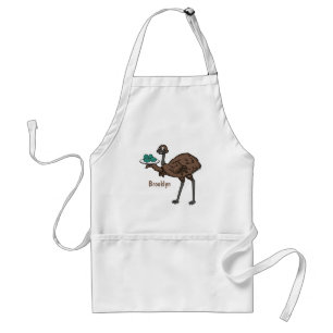 Emu with eggs cartoon illustration standard apron