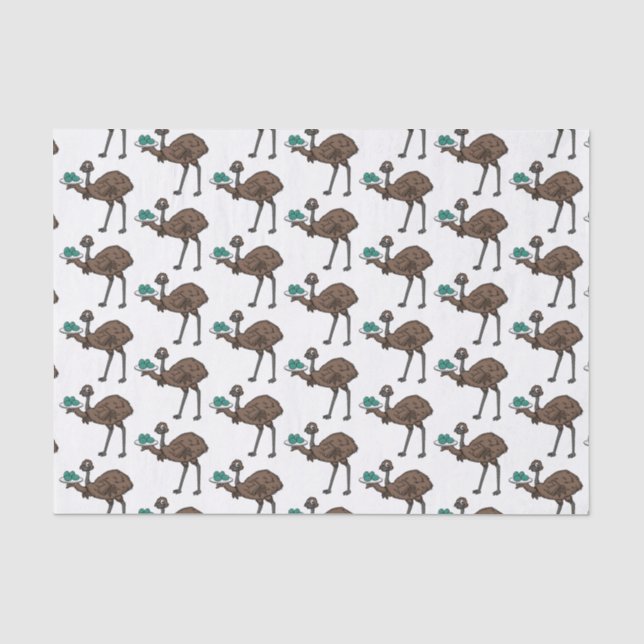 Emu with eggs cartoon illustration tissue paper (Front)
