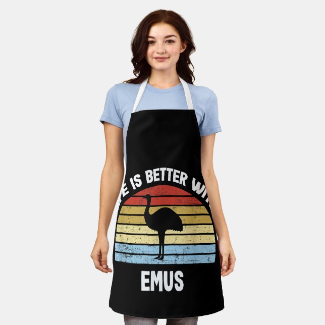 Emu with German Text Das Leben ist besser  Apron (Worn)