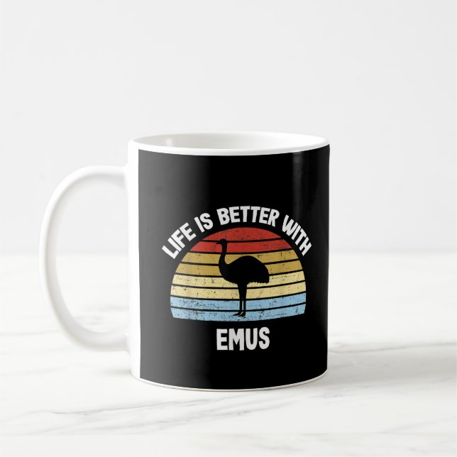 Emu with German Text Das Leben ist besser  Coffee Mug (Left)