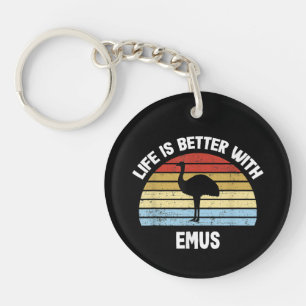 Emu with German Text Das Leben ist besser  Key Ring