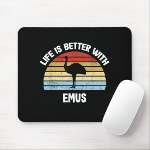 Emu with German Text Das Leben ist besser Mouse Mat