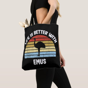 Emu with German Text Das Leben ist besser Tote Bag