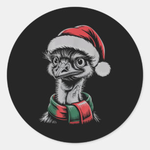Emu Xmas Santa Hat F Christmas Costume  Classic Round Sticker