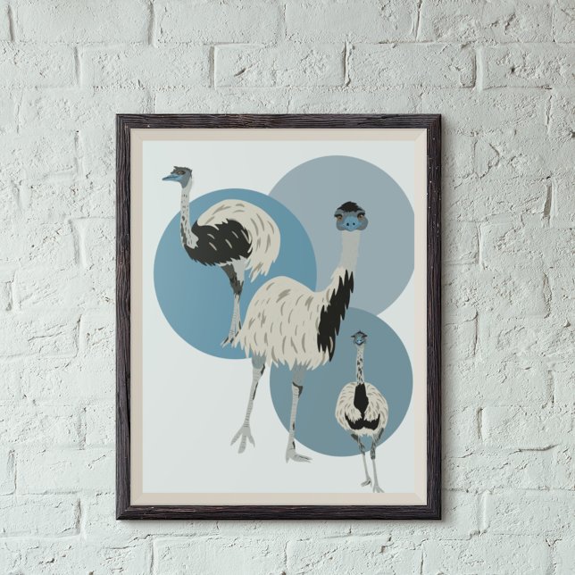 Emus and Blue Circles Modern Style Poster (Creator Uploaded)