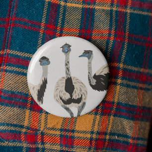 Emus Bird Lovers Illustrated 6 Cm Round Badge
