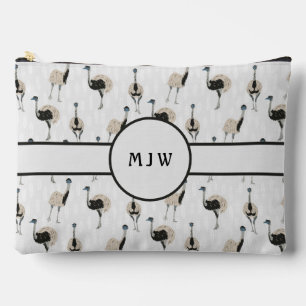 Emus Bird Lovers Patterned Monogrammed Accessory Pouch