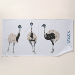 Emus Bird Lovers Personalised Beach Towel