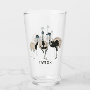 Emus Bird Lovers Personalised Glass