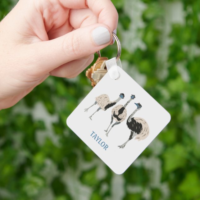 Emus Bird Lovers Personalised Key Ring (Hand)
