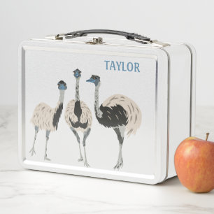 Emus Bird Lovers Personalised Metal Lunch Box