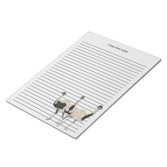 Emus Bird Lovers Personalised Notepad (Angled)