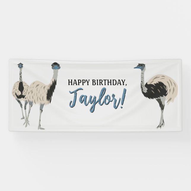 Emus Bird Lovers Personalised Party Banner (Horizontal)