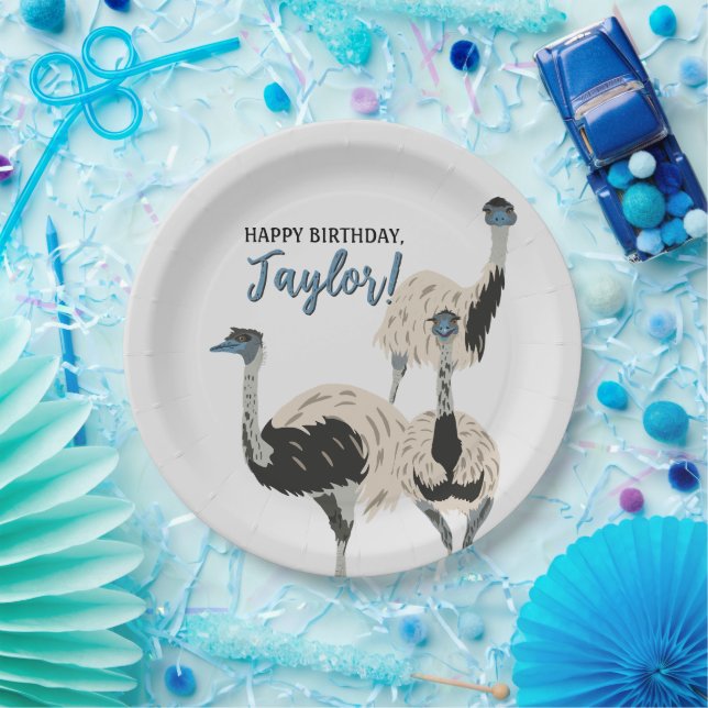 Emus Bird Lovers Personalised Party Paper Plate (Party)