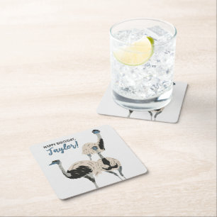 Emus Bird Lovers Personalised Party Square Paper Coaster