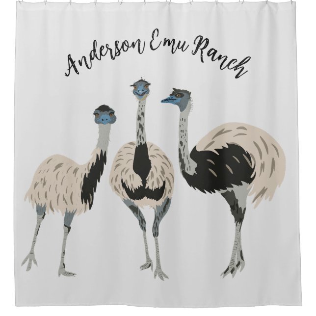 Emus Bird Lovers Personalised Shower Curtain (Front)