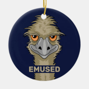 Emused Funny Emu Pun Ceramic Tree Decoration