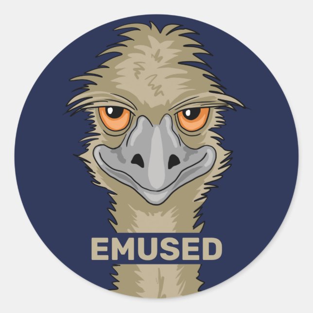 Emused Funny Emu Pun Classic Round Sticker (Front)