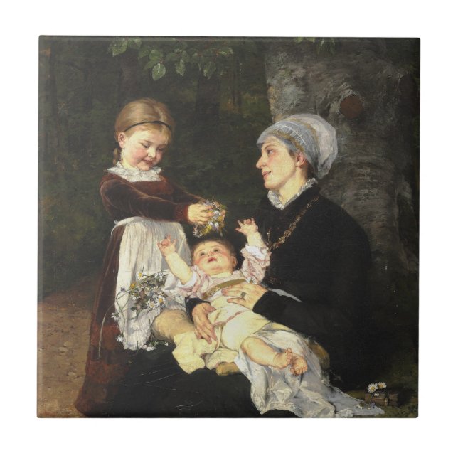 En Ammes Besøg - Bertha Wegmann Fine Art Tile (Front)