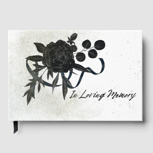 EN In Loving Memory - Black Rose Guest Book