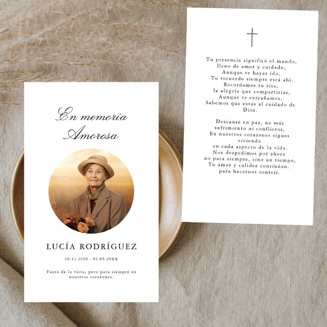 En Memoria | Funeral Prayer Photo Card in Spanish (Creator Uploaded)