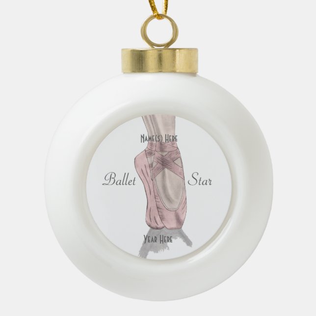 En pointe ceramic ball christmas ornament (Front)