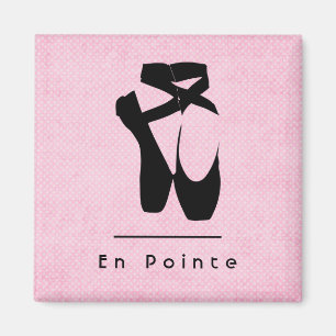 En Pointe Text with Black Ballet Shoes En Pointe Magnet