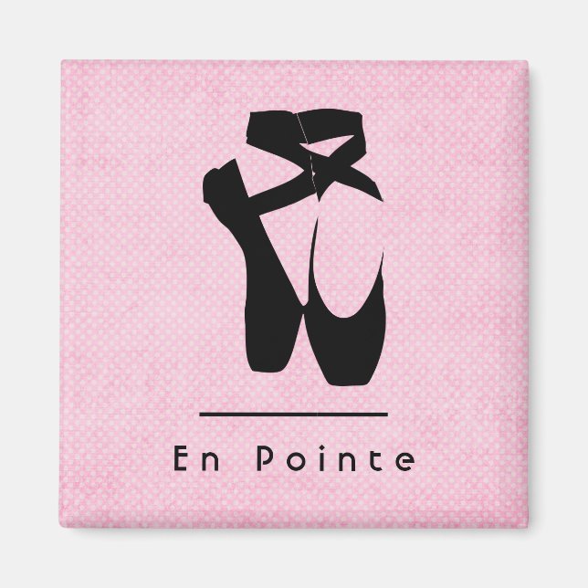En Pointe Text with Black Ballet Shoes En Pointe Magnet (Front)