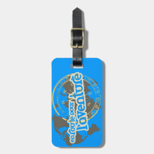 en route pour l'aventure blue luggage tag