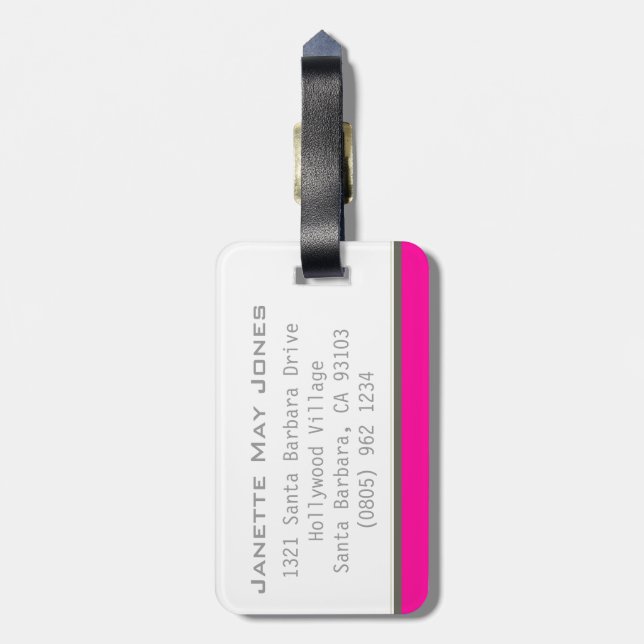 en route pour l'aventure girls pink luggage tag (Back Vertical)