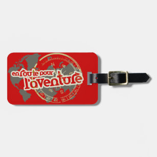 en route pour l'aventure red luggage tag